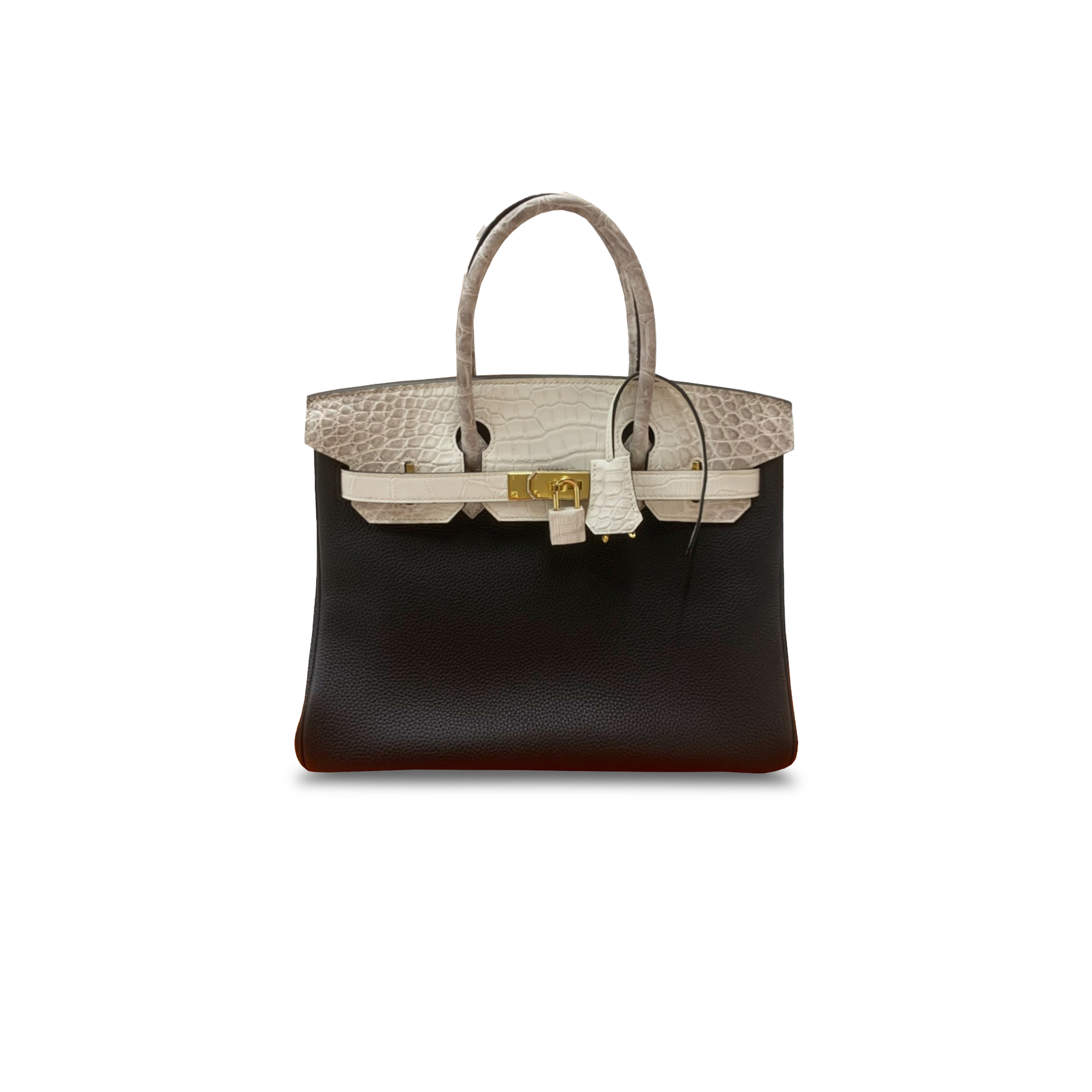 H**mes master birkin 30 himalayan leather and togo milkshake black gold buckle h076235ckv3 (30*22*16cm)
